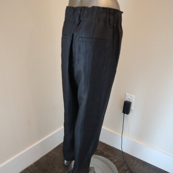 Brunello Cucinelli Linen Pants Black Elastic Waist Pull On Relaxed Luxury Size 4 - Picture 6 of 9